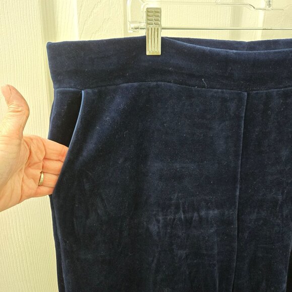Ralph Lauren LRL Pull on Pants Womens Large Navy‎ Blue Velvet Pockets Stretch - Picture 5 of 7